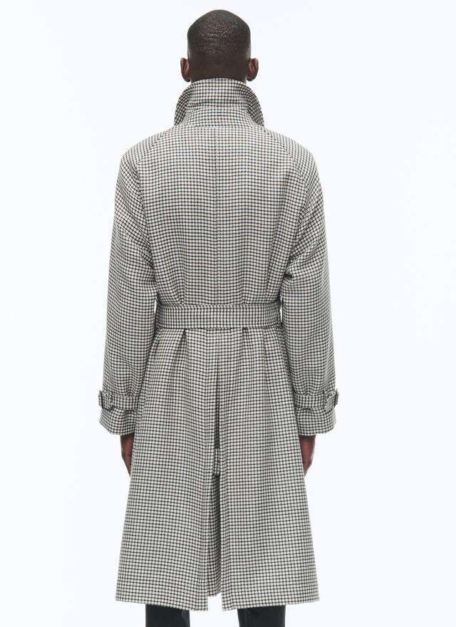 Men's white, ecru virgin wool broadcloth long coat Fursac - M3BIMA-CM08-B001