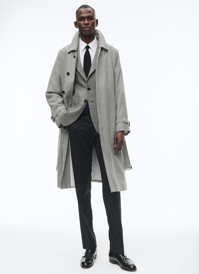 Men's ecru long coat Fursac - M3BIMA-CM08-B001
