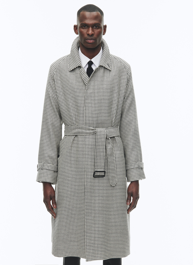 Men's long coat ecru virgin wool broadcloth Fursac - M3BIMA-CM08-B001