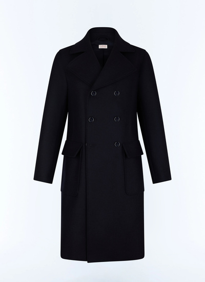 Men's blue, navy blue blended wool cloth long coat Fursac - M3GIBR-AM28-30