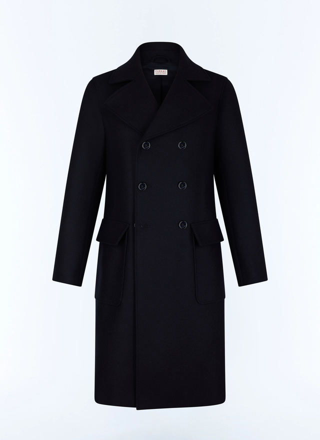 Men's blue, navy blue blended wool cloth long coat Fursac - M3GIBR-AM28-30