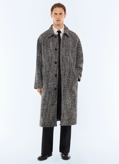Men's long coat steel main fabric: 52% virgin wool, 17% polyester, 16% polyacrylic, 15% woollining: 100% viscose Fursac - M3LOVE-LM03-B022