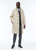 Cotton serge long coat with belt - M3BIMA-DM03-A006