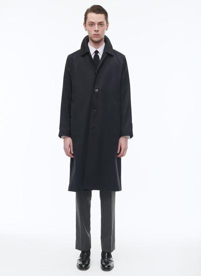 Men's long coat navy blue virgin wool and polyester Fursac - M3CIMA-KM39-30