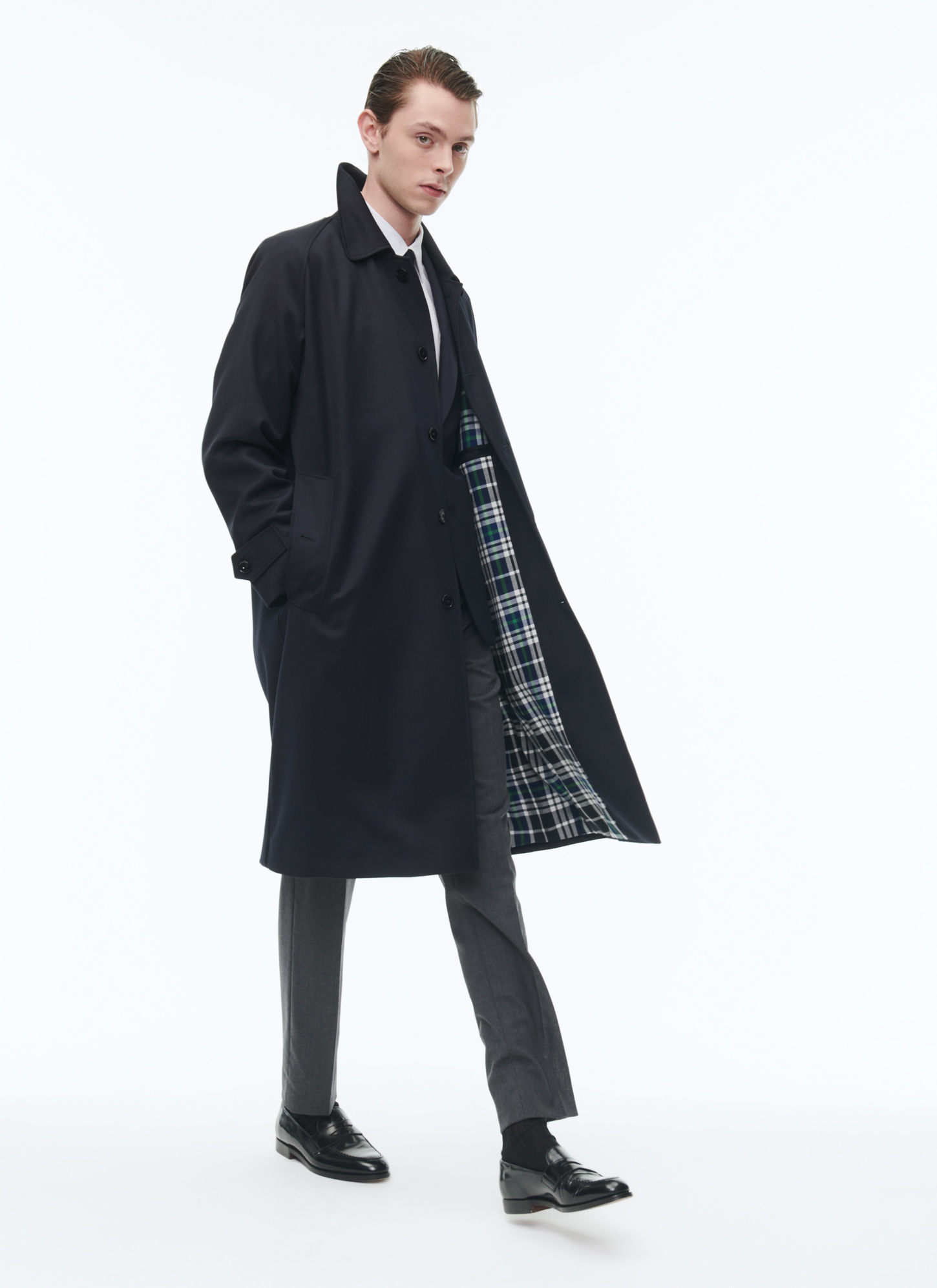 Men's navy blue long coat Fursac - M3CIMA-KM39-30
