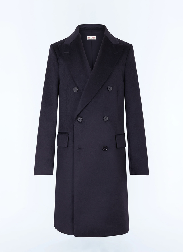 Men's blue, navy blue wool and cashmere long coat Fursac - M3ALMA-GM05-D030