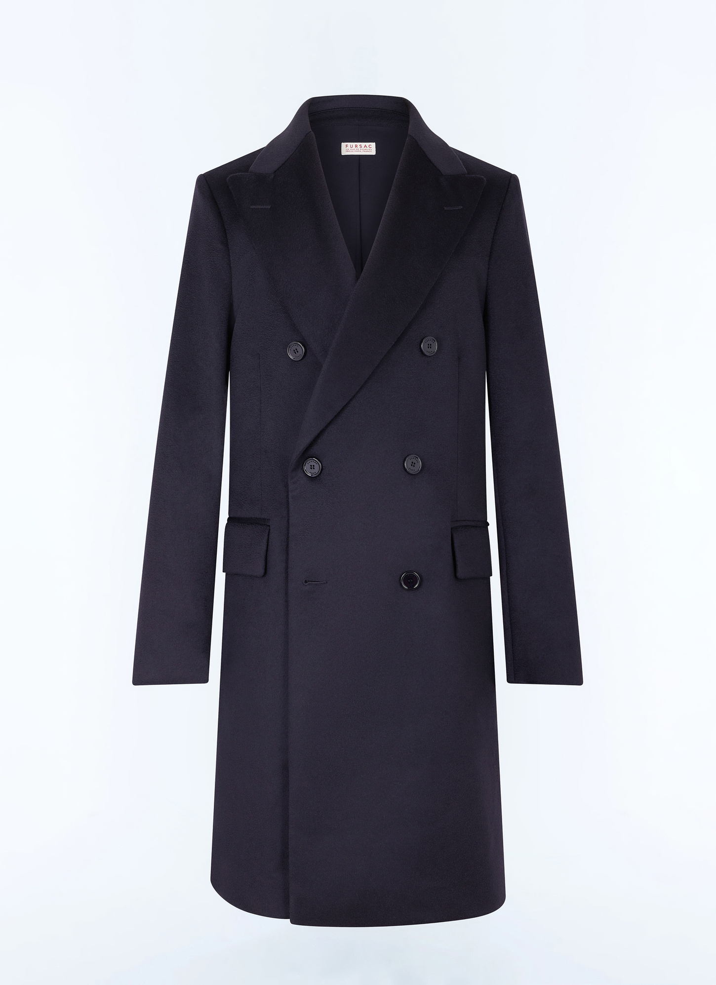 Men's blue, navy blue wool and cashmere long coat Fursac - M3ALMA-GM05-D030