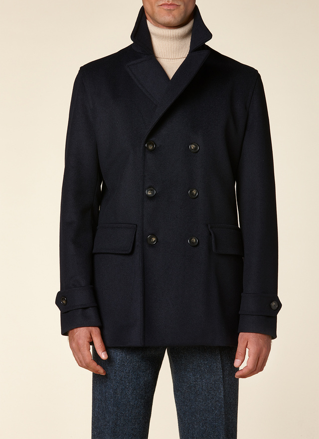 Manteau drap de laine et cachemire bleu marine 20HM3RBANRM29/31 Manteau Homme