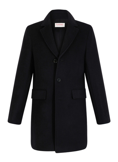 Manteau noir homme drap de laine et cachemire Fursac - M3EKOM-RM31-20
