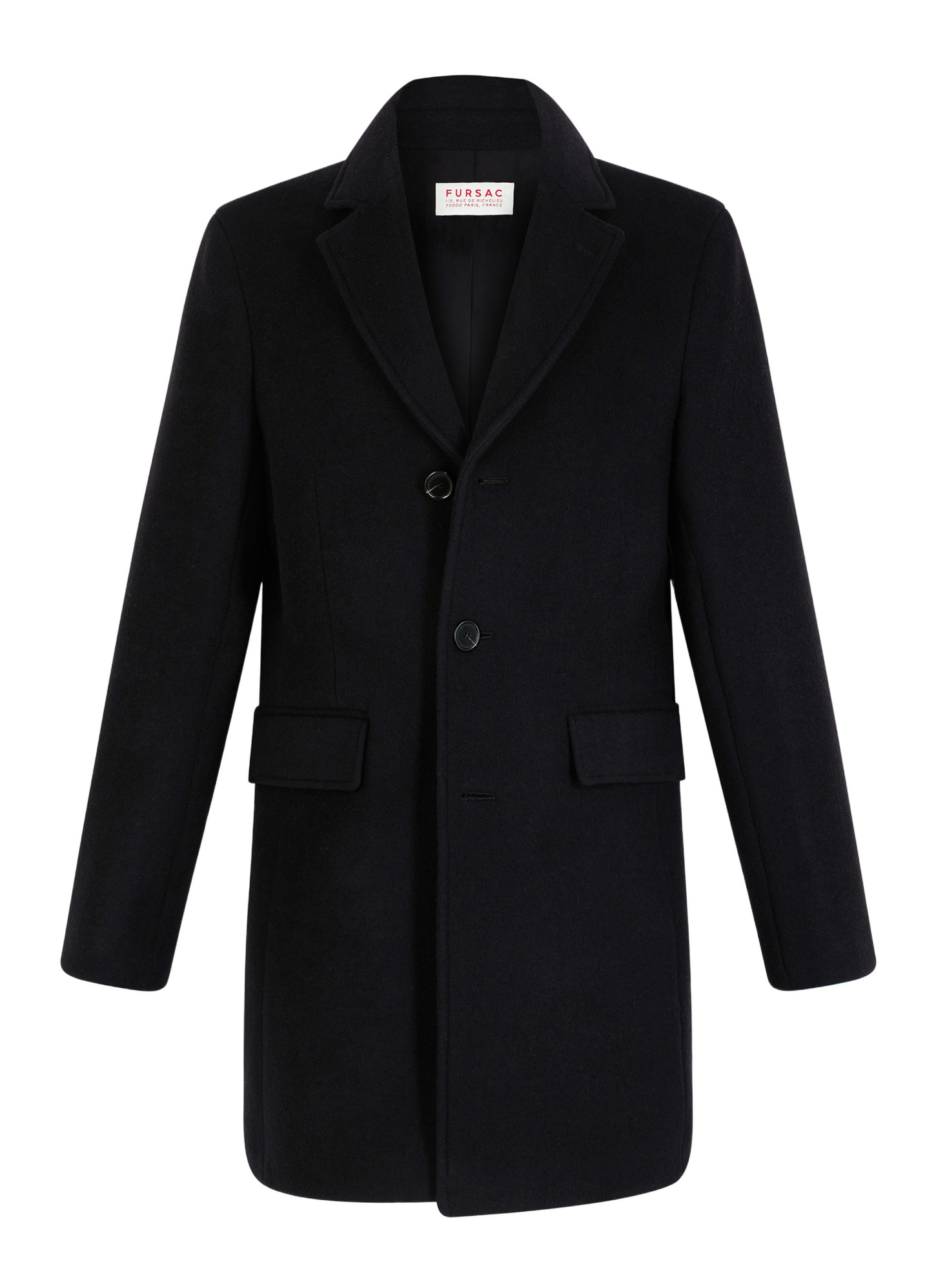 Manteau noir homme drap de laine et cachemire Fursac - M3EKOM-RM31-20