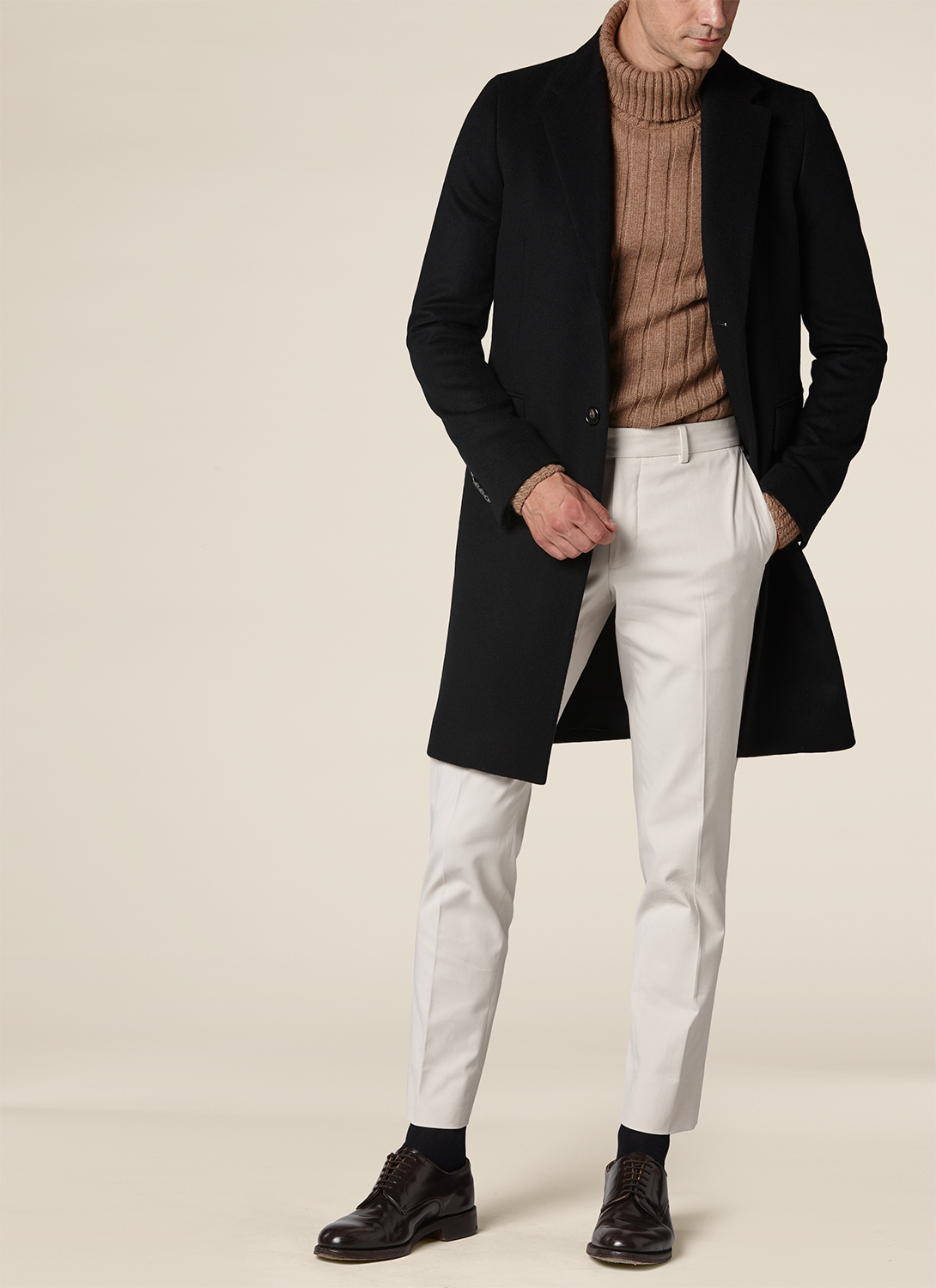 Manteau drap de laine et cachemire noir 19HM3OTEMMM22/20 Manteau Homme