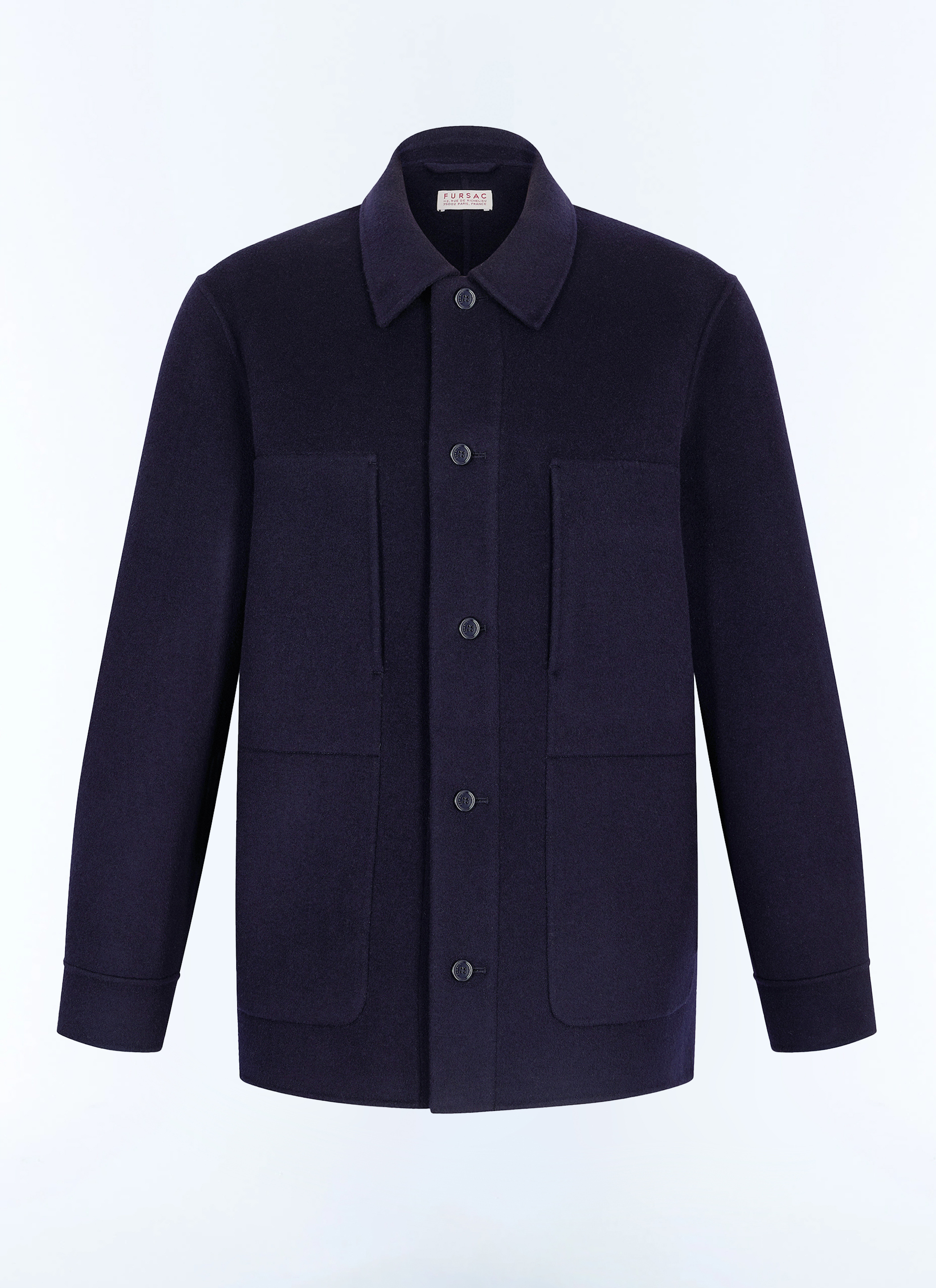 FURSAC - Veste en laine double face - Homme - Taille S - Bleu - Coupe Droite