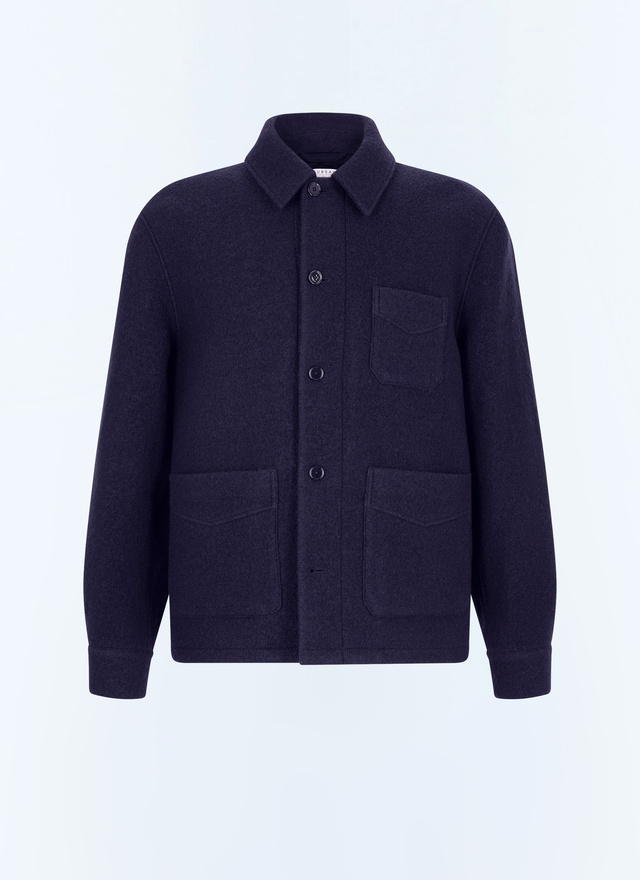 Manteau bleu homme laine duffle feutrée Fursac - M3GOLE-GM04-D030