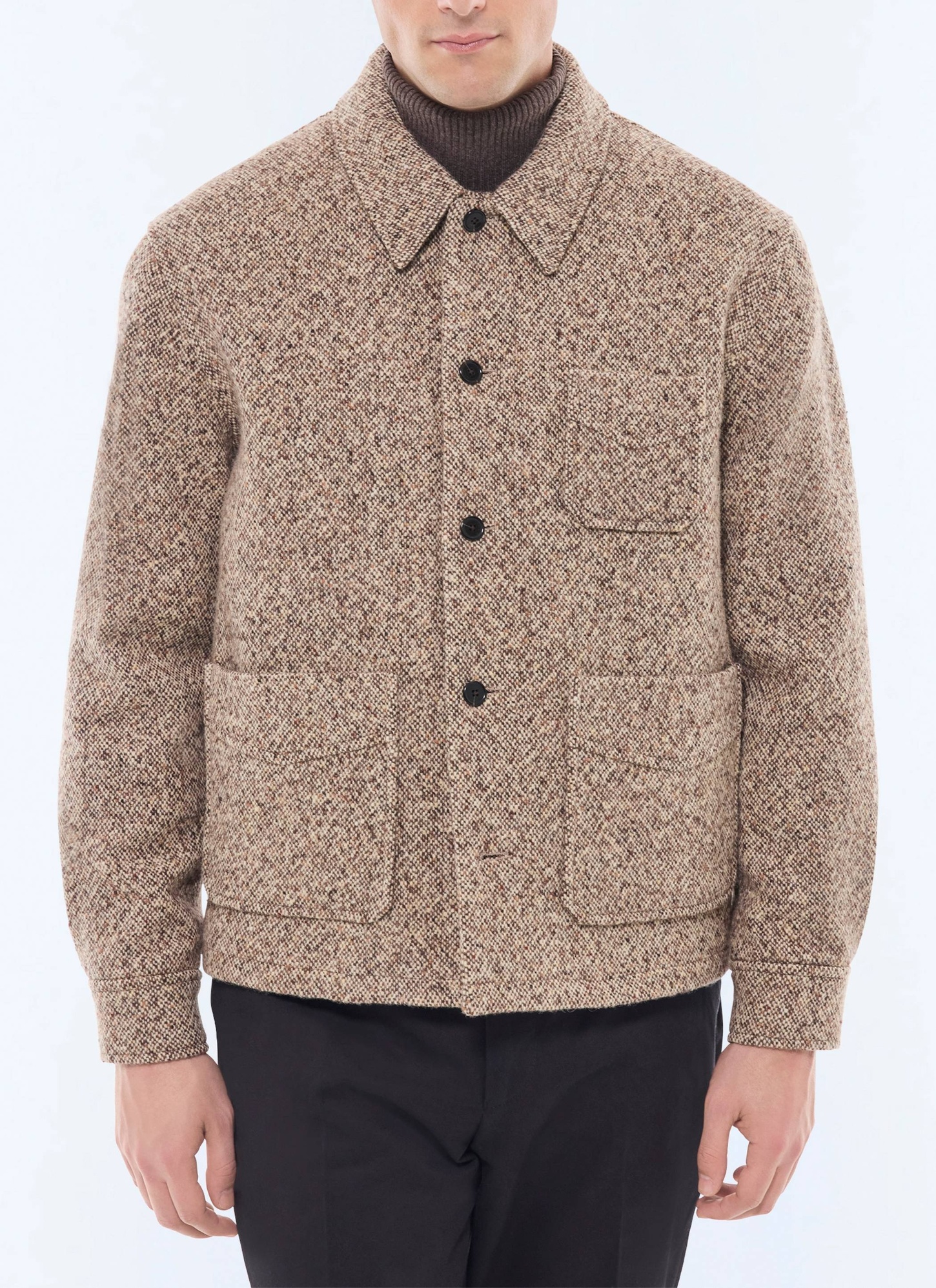 Manteau homme marron chiné tweed de laine mélangée Fursac - M3GOLE-GM20-G013