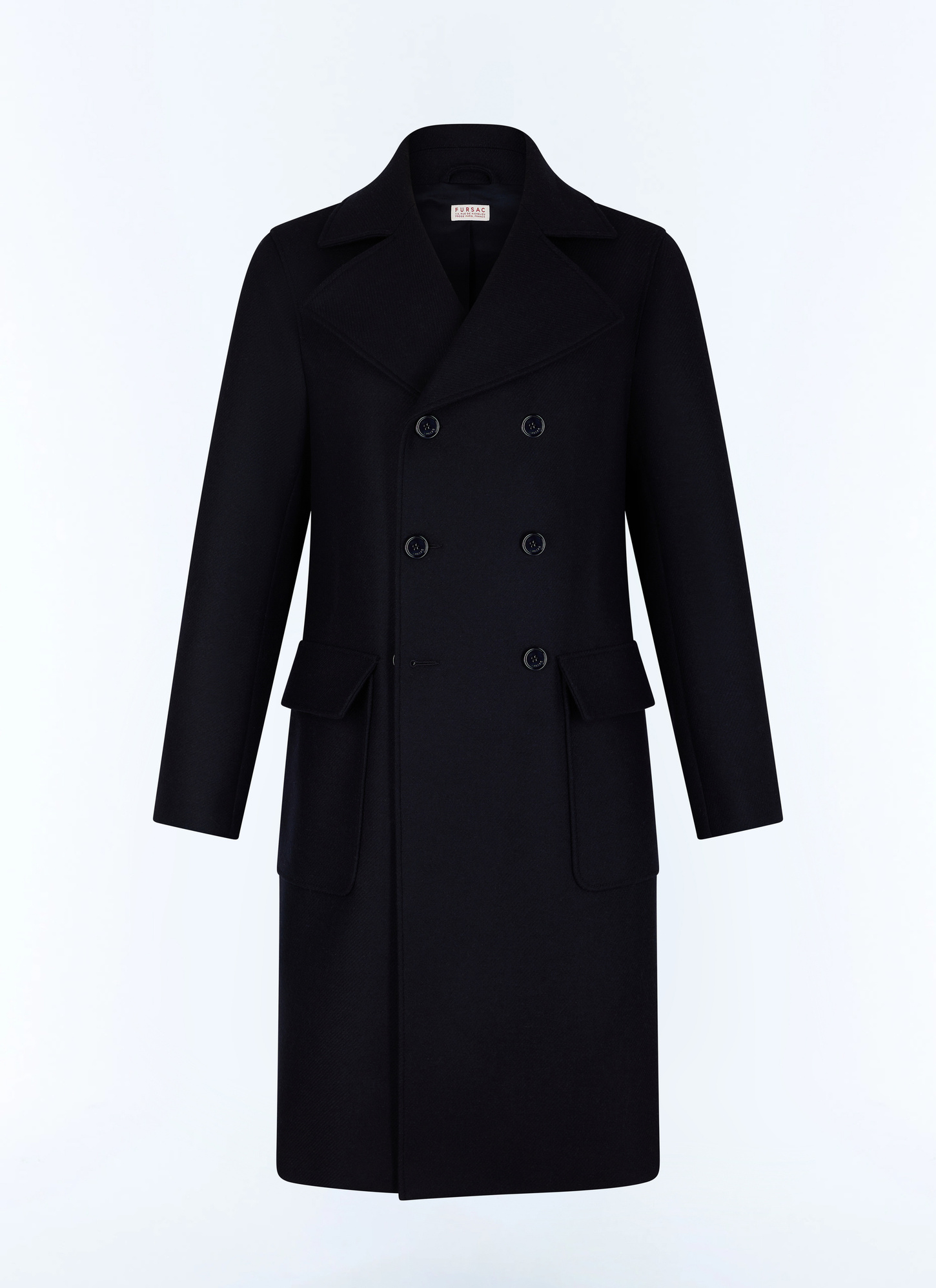 Manteau long bleu homme drap de laine mélangée Fursac - M3GIBR-AM28-30