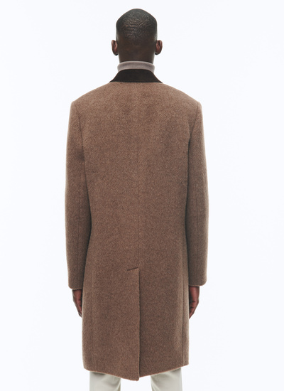 Manteau long homme laine et alpaga mélangés, col en velours Fursac - M3ALMA-CM13-G006