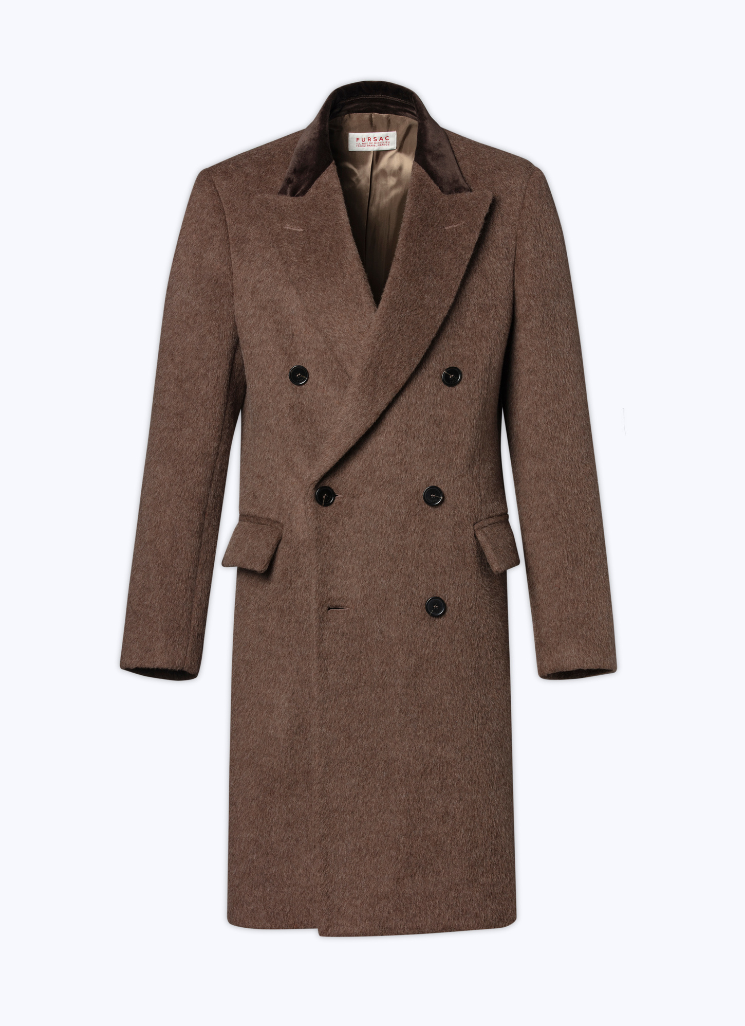 Manteau long laine et alpaga mélangés, col en velours homme Fursac - M3ALMA-CM13-G006