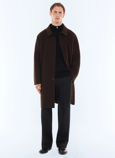 Manteau long chocolat homme Fursac - M3LOSI-JM13-G019