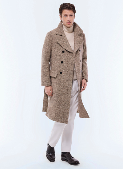 Manteau long marron chiné homme Fursac - M3GIBR-GM20-G013