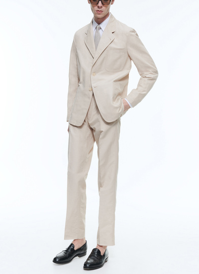Pantalon chino homme beige toile de coton et lin Fursac - P3CARO-DX09-A006