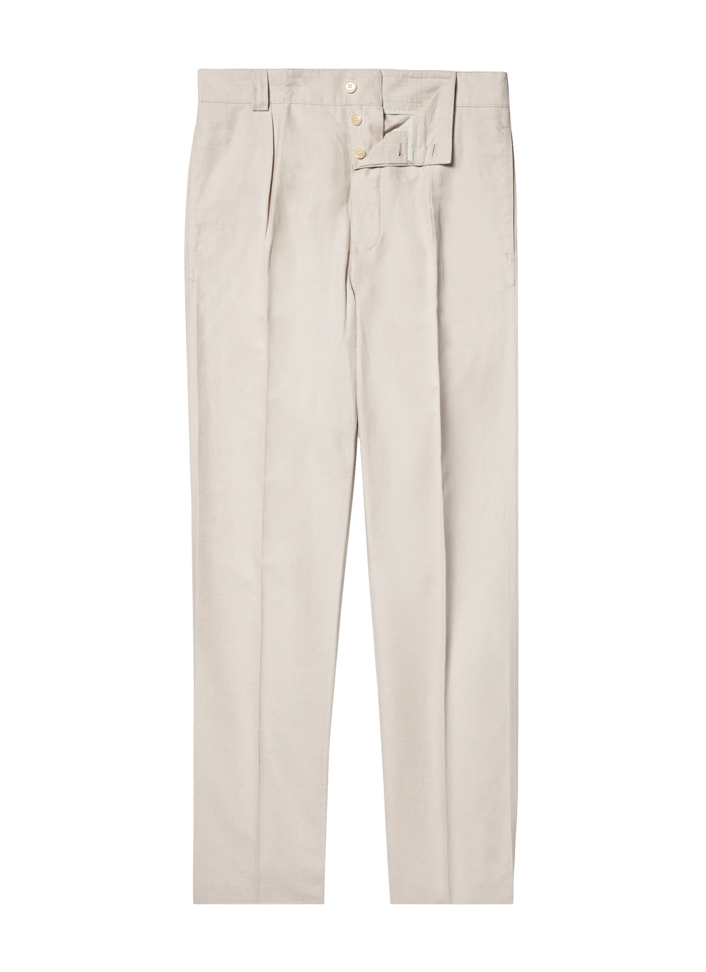 Pantalon chino beige homme toile de coton et lin Fursac - P3CARO-DX09-A006