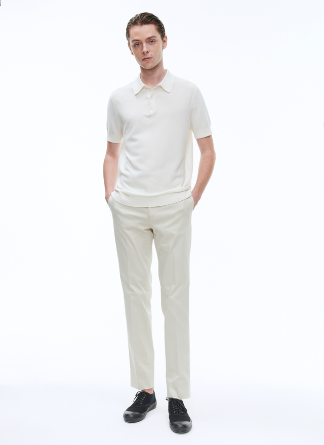 Pantalon chino homme blanc craie coton et élasthanne Fursac - 22EP3VKIA-VP14/03