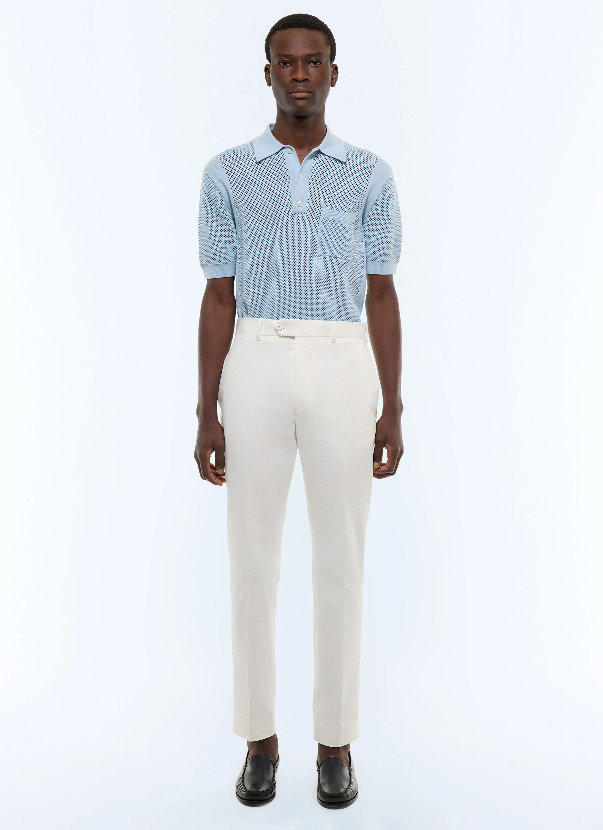 FURSAC - Chino ajusté en toile de coton - Homme - Taille 50 - Blanc - Coupe Ajustée