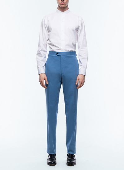 Pantalon chino homme bleu gris gabardine de coton biologique Fursac - P3DROP-AP04-D028