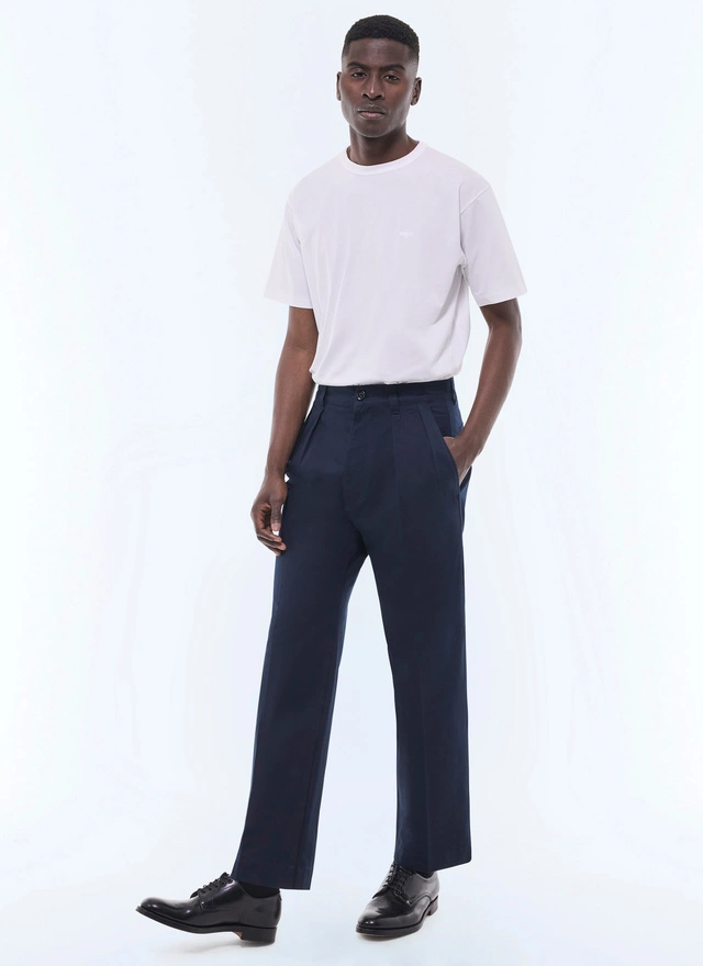 Pantalon chino homme bleu marine twill de coton Fursac - P3GINO-GP01-D030