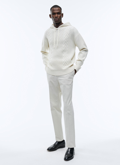 Pantalon chino homme ecru coton et élasthanne Fursac - P3ALKO-AP04-02