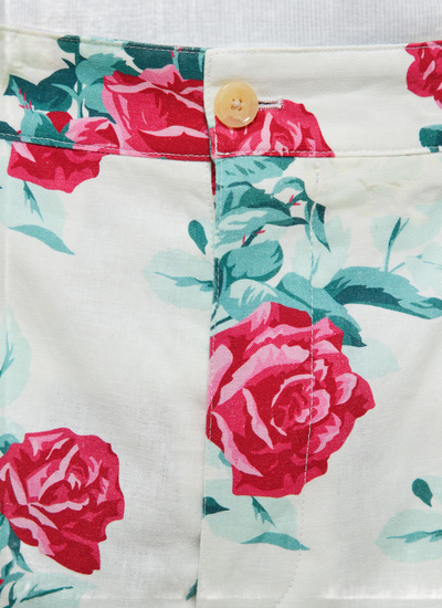 Pantalon chino motif floral vert, rose et blanc homme Fursac - P3CARO-FX12-L001