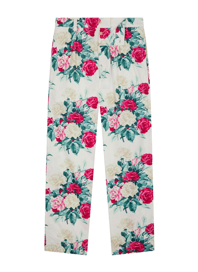 Pantalon chino rose homme toile de coton et lin Fursac - P3CARO-FX12-L001