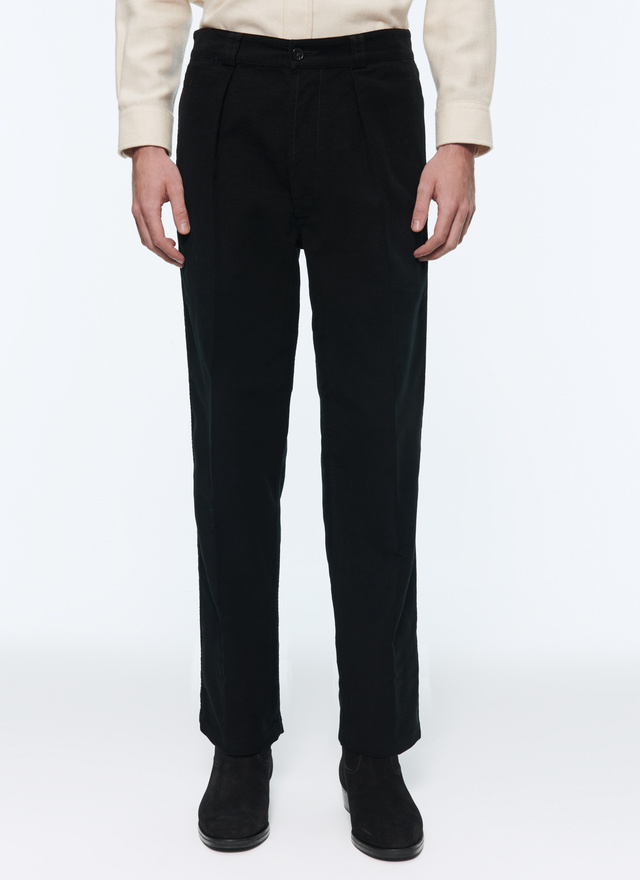 Pantalon chino homme noir moleskine de coton Fursac - 22HP3ACNO-AX10/20