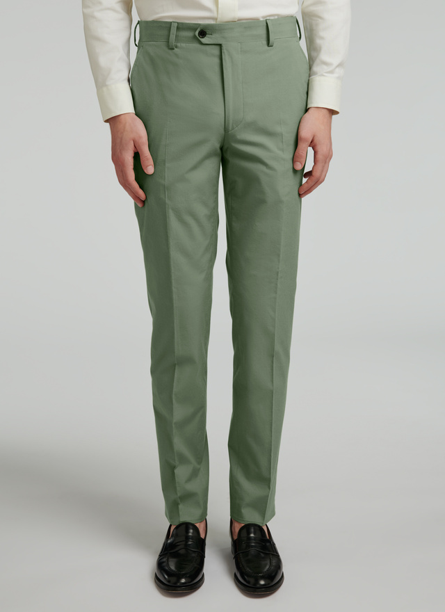 Pantalon homme vert sauge coton et soie Fursac - 22EP3VOXA-VX06/45