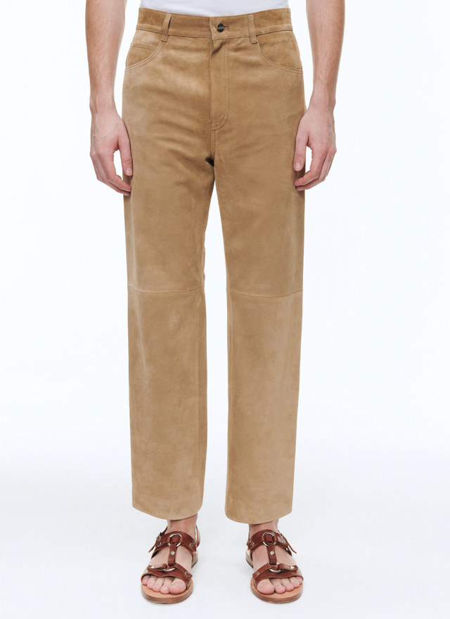 Pantalon homme beige cuir suède Fursac - 23EP3BELL-BL01/08