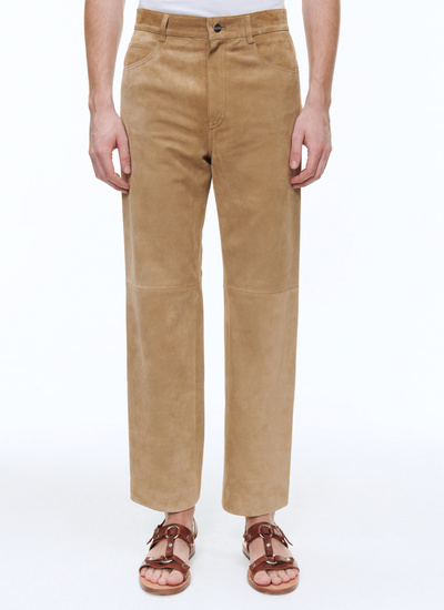 Pantalon homme beige cuir suède Fursac - P3BELL-BL01-08
