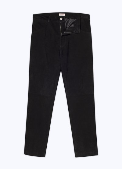 Pantalon noir homme cuir suedine de vachette Fursac - P3CLAP-CL59-B020