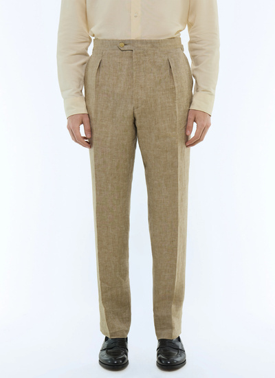 Pantalon homme beige serge de lin certifié Fursac - P3FASA-FX07-A008