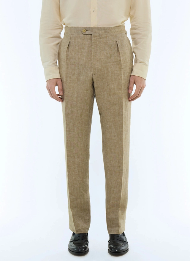 Pantalon homme beige serge de lin certifié Fursac - P3FASA-FX07-A008