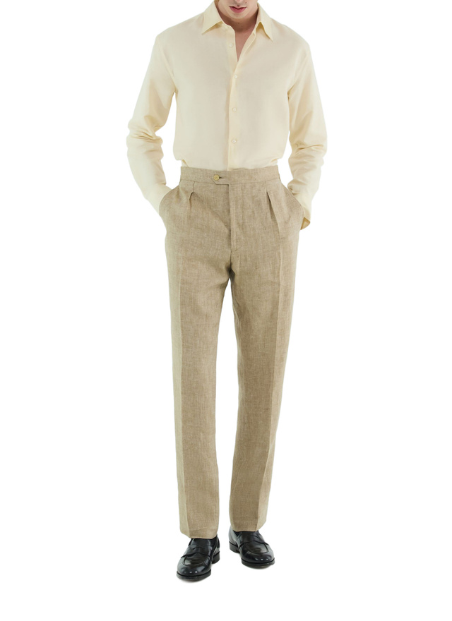 Pantalon homme beige serge de lin certifié Fursac - P3FASA-FX07-A008