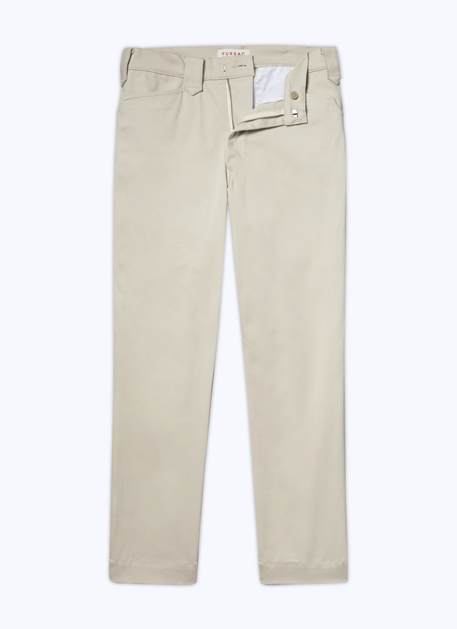 Pantalon beige homme satin de coton Fursac - P3BAMM-BX11-06