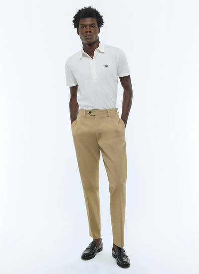 Pantalon homme beige toile de coton Fursac - P3FROP-FP03-A008