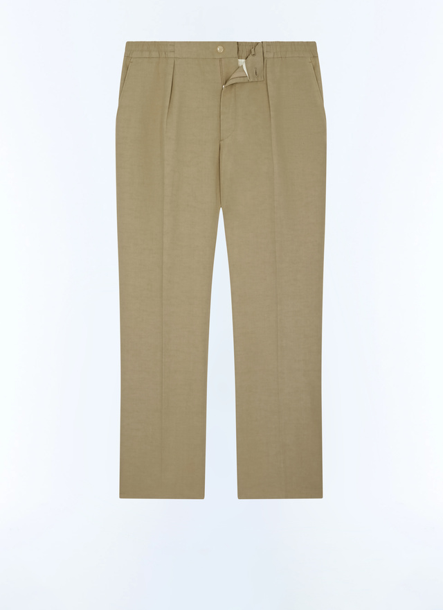 Pantalon beige homme toile de coton et lin Fursac - P3FVOK-FP18-A008