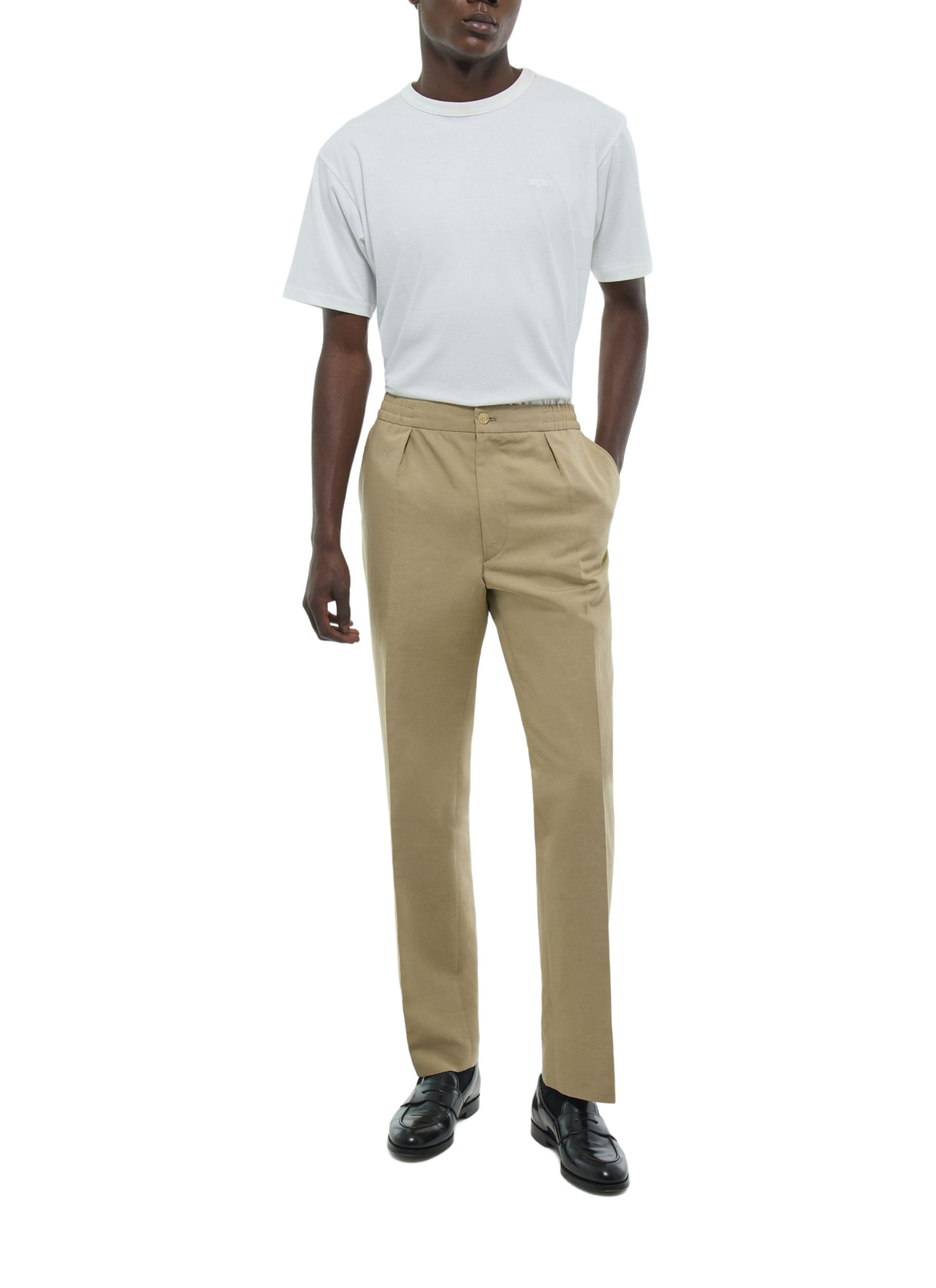 Pantalon homme beige toile de coton et lin Fursac - P3FVOK-FP18-A008