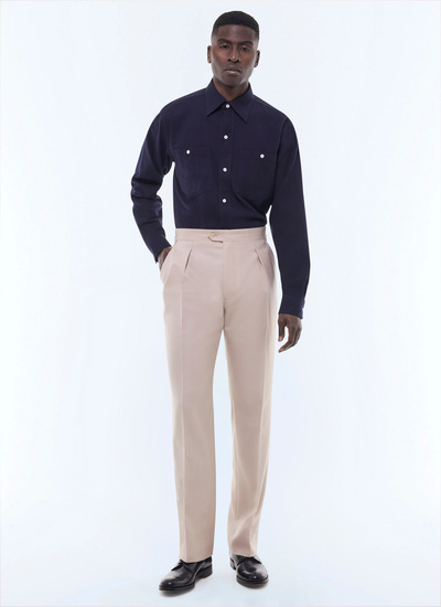 Pantalon homme beige serge de laine vierge Fursac - P3GOHA-EP05-A008