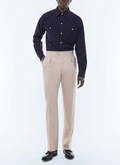 Pantalon large à pli en serge de laine - P3GOHA-EP05-A008