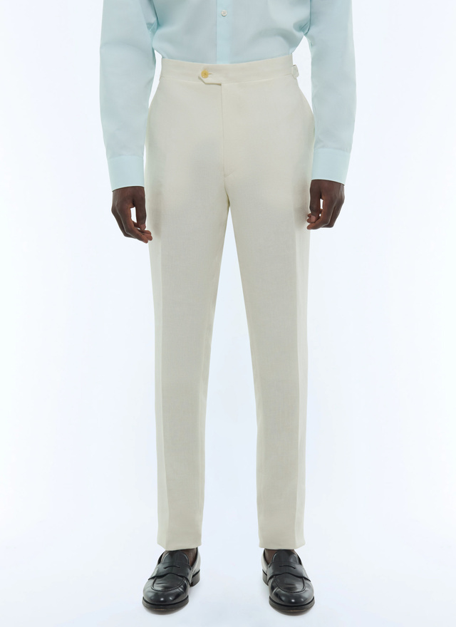 Pantalon homme blanc serge de lin certifié Fursac - P3EXIN-FX03-A001