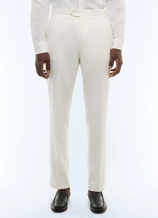 Pantalon homme blanc coton et lin Fursac - P3EXIN-JX08-A001