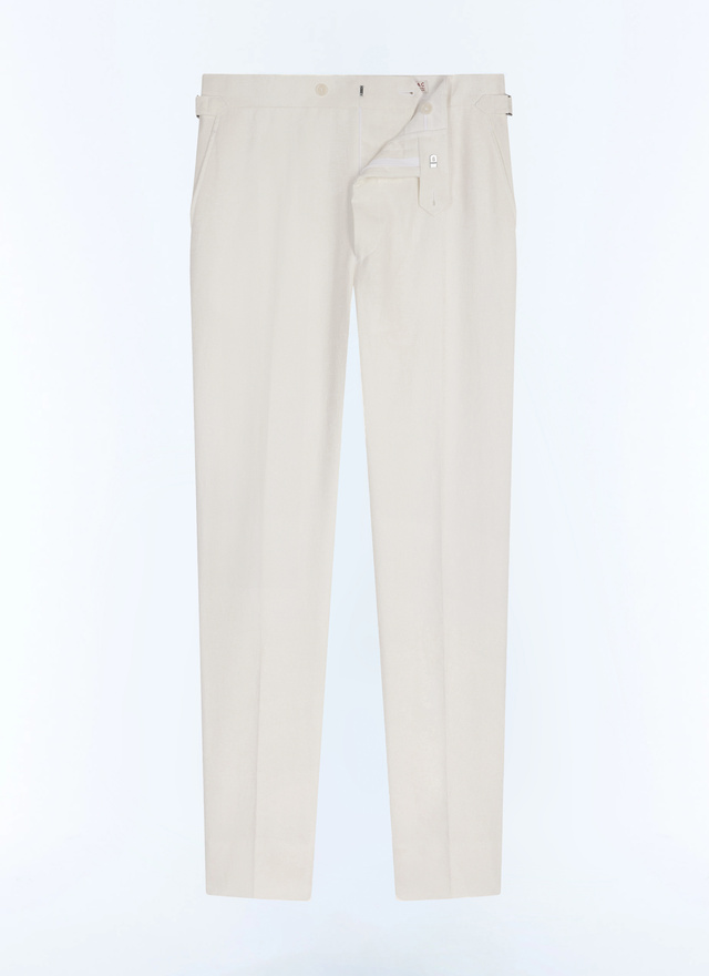 Pantalon blanc homme coton et lin Fursac - P3EXIN-JX08-A001