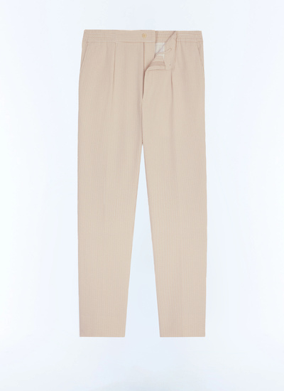 Pantalon beige homme seersucker de coton biologique Fursac - P3CVOK-LX15-A008